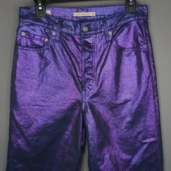 New Levi's Premium Candy Coated Ribcage Straight Ankle Jeans in Purple size 24